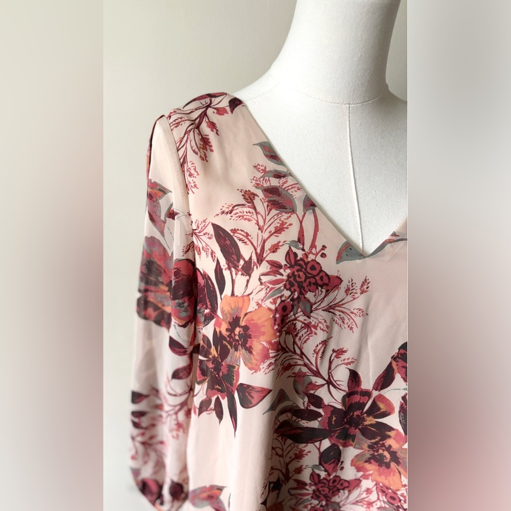 Lulus Earth Tone “Shifting Dears” Floral Feminine Bohemian Shift Dress NWT - Picture 3 of 15